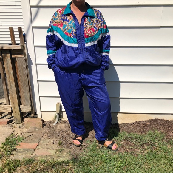 matching 80s tracksuit